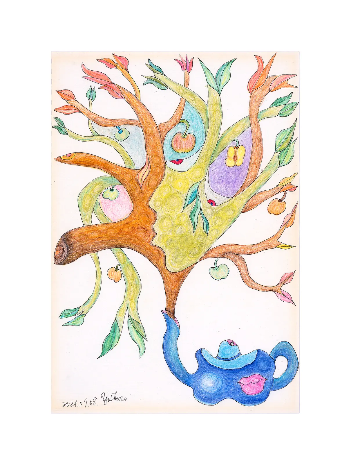 樹精之舞色鉛筆插畫